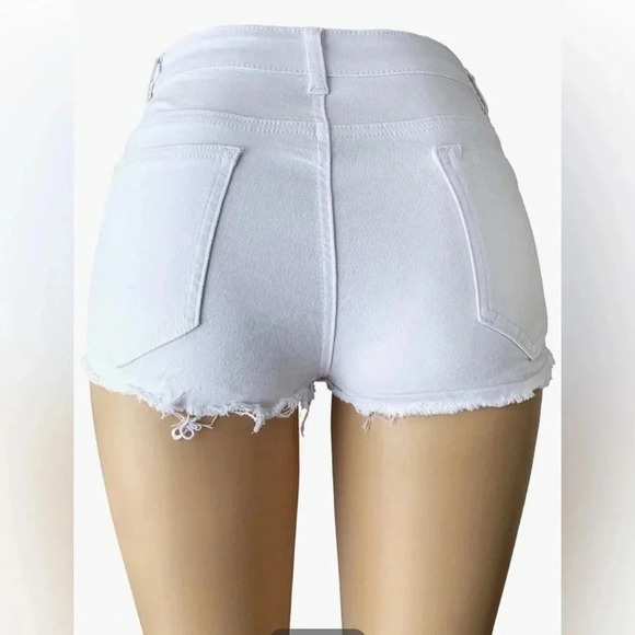 2/$12 Women’s Ripped Denim Shorts Mid Rise  Cutoff Distressed Jeans - Picture 6 of 8